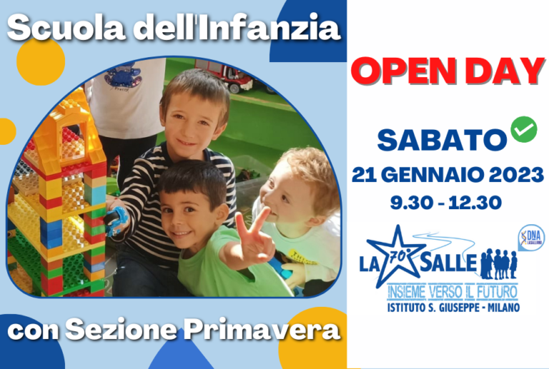 Istituto San Giuseppe La Salle Milano Scuola Infanzia OPEN DAY 2023 Apertura