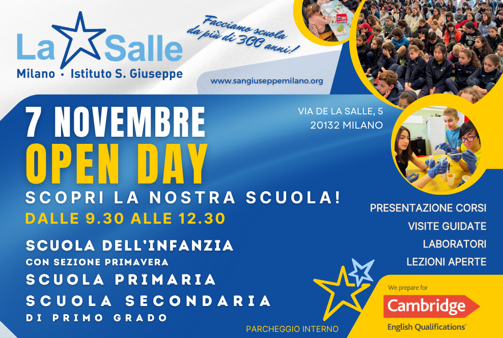 Apertura News Sito Open Day 2026 La Salle Istituto San Giuseppe Milano
